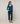 Rechte canvas broek met print - Blauw
