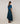 Lange asymmetrische rok van bedrukt canvas - Blauw