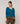 Pull encolure asymétrique en laine mérinos - Bleu Paon