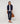 Vest in twee materialen - Marineblauw